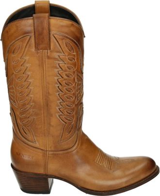 Sendra Schoenen, Dames, Bruin, 36 EU, Leer, Western Leren Laars Cognac Kleur