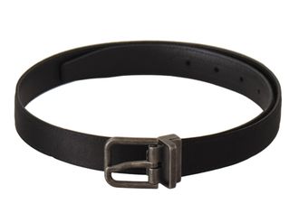 Dolce & Gabbana Womens Black Calfskin Leather Vintage Metal Buckle Belt - One Size