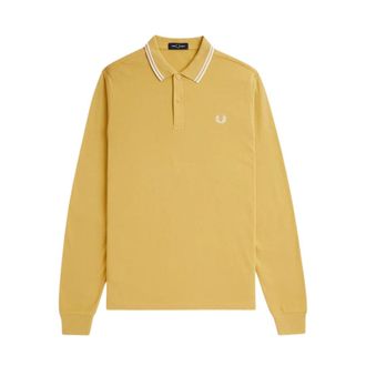Fred Perry Zwarte Polo Met Dubbele Kraag En Honingraatpatroon En Lange Mouwen