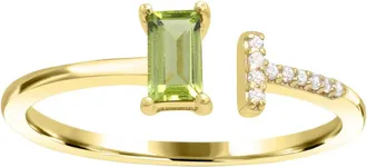 Diamond2Deal 10K Yellow Gold Peridot and Diamond Engagement Ring ( 0.25Ct)