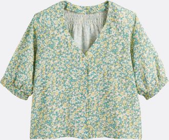 La Redoute Collections Blouse met V-hals, 3/4 mouwen, bloemenprint
