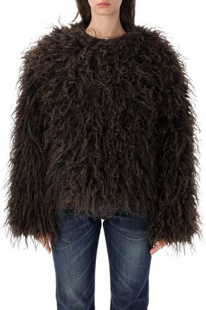 Goldbergh Yua Eco Fur Deep Brown Boxy Faux Fur Jacket