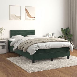 vidaXL Cama Box Spring Con Colch&oacute;n Terciopelo Verde Oscuro 120x200 Cm Vidaxl