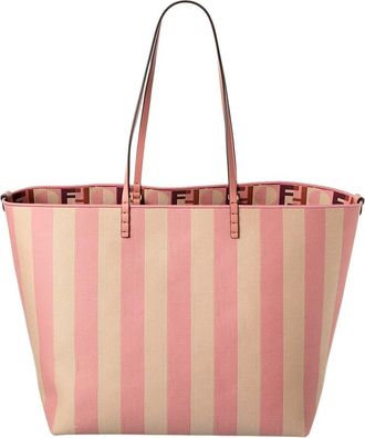 Fendi Roll Large Canvas & Leather Tote