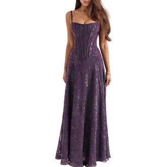 House of CB Esme Fil Coup&eacute; Gown in Winter Bloom at Nordstrom, Size X-Small