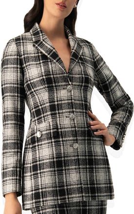 Ivonne Checkered Three Button Blazer in Black at Nordstrom, Size 14