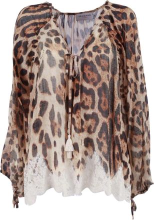 Ermanno Scervino Blouses, female, Brown, Size: XS Camicia Maculata