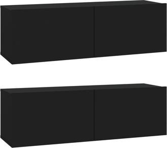 vidaXL Vidaxl - Wall tv Cabinets 2 pcs Black 100x30x30 cm Engineered Wood