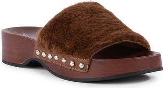 Seychelles Windswell Faux Fur Slide Sandal in Chocolate at Nordstrom, Size 11
