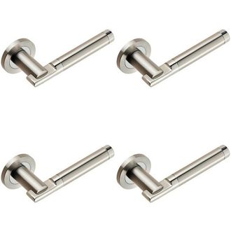 Loops 4x PAIR Round Bar Handle on 52mm Round Rose Concealed Fix Polished Satin Steel in Metallics