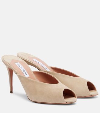 Aquazzura Secret 85 suede mules