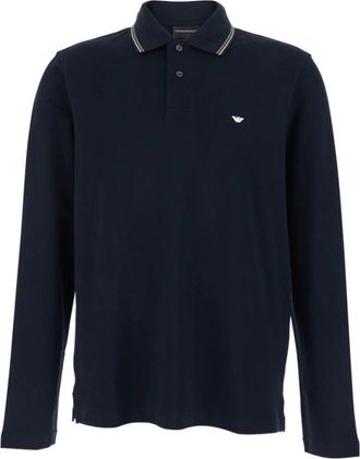 Emporio Armani Tops, Heren, Blauw, 2Xl, Katoen, Logo Katoenen Poloshirt