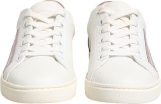 Dolce & Gabbana White Pink Leather Low Top Sneakers Womens Shoes