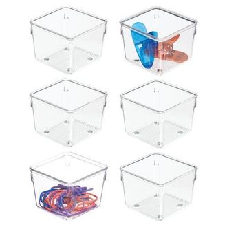 Linus Plastic Drawer Organizer Bins - Storage for Kitchen, Bathroom, and Desk Drawers - Set of 6 - Clear at Nordstrom