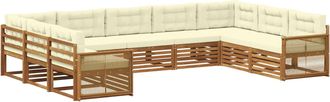 vidaXL Conjunto De Sof&aacute;s De Exterior 9 Uds. Natural Y Crema Vidaxl