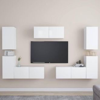 Berkfield Home 7 Piece TV Cabinet Set White Engineered Wood