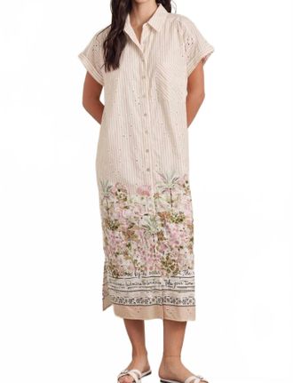 Entro Palm Paradise Shirt Dress In Blush