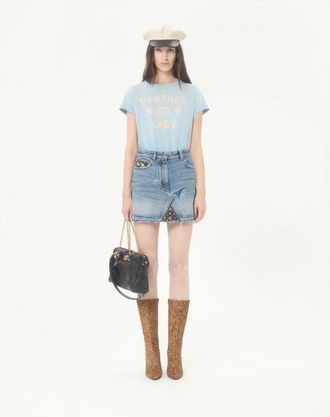 Valentino T-Shirt In Cotone Stampato Donna AZZURRO XL