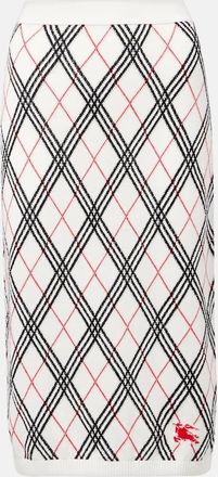 Burberry Gonna midi in maglia di cotone Argyle