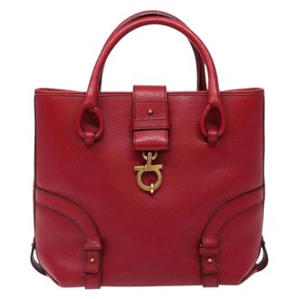 Ferragamo Gancini Leather Red Leather Handbag (Pre-Owned)