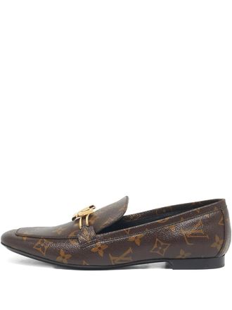 Louis Vuitton coated-canvas logo-detail loafers - Brown