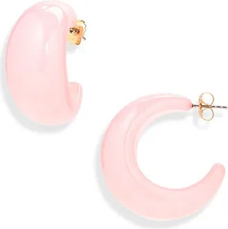 Leith Puffy Resin Hoop Earrings in Pink at Nordstrom Rack