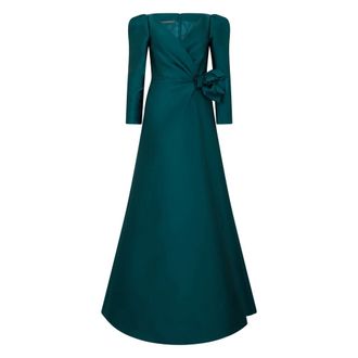 Alberta Ferretti Kleedjes, Dames, Blauw, S, Polyester, A-lijn V-hals Jurk
