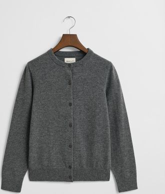 GANT Women Superfine Lambswool Cardigan (XXXL) CHARCOAL MELANGE