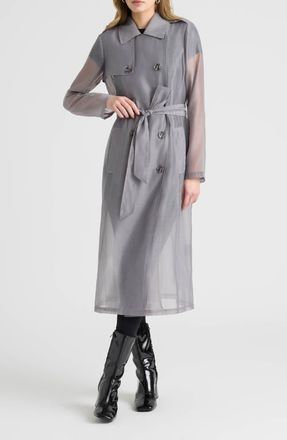 NVLT Sheer Trench Coat in Grey at Nordstrom, Size X-Large