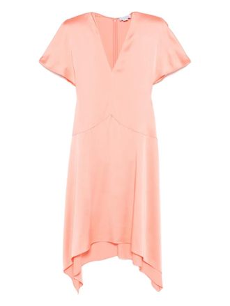 Stella McCartney V-neck asymmetric midi dress - women - Acetate/Viscose - 42 - Pink