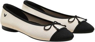 Vivaia Almond-Toe Bow Flats in Cream Ivory Black at Nordstrom, Size 8.5