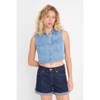 Good American Womens The Denim Anchor Top | Indigo, Size Medium | Good American by Khlo&Egrave; Kardashian