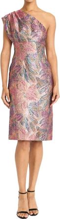 Maggy London One Shoulder Brocade Dress In Magenta