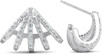 Pompeii3 1 Ct Diamond Burst Studs Womens Huggie Earrings 14k White Gold Lab Grown