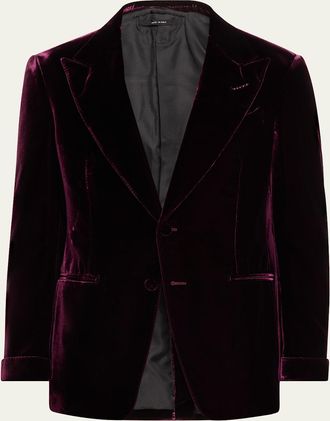 Tom Ford Mens Wool-Silk Velvet Cocktail Jacket