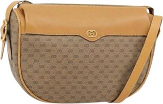 Gucci Pre-owned Vintage Micro Small GG Canvas Shoulder Bag - Dames - Vintage Schoudertas - Beige - ONE Size - Leer - Vintage