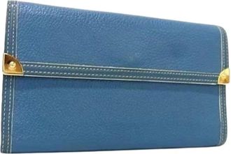Louis Vuitton Vintage, unisex, Blauw, ONE Size, Leer, Pre-owned Leren Portemonnee