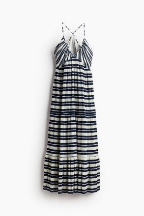 H&M Plissiertes Maxikleid - Marineblau/Gestreift
