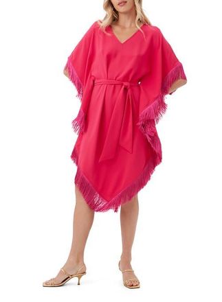 Trina Turk Fringe Caftan Toulouse Dress in Cannes Coral at Nordstrom, Size Medium