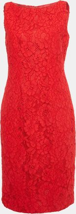Carolina Herrera Red Lace Sleeveless Shift Dress