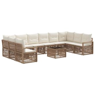 vidaXL Conjunto De Sof&aacute;s De Jard&iacute;n 11 Pcs Beige Rat&aacute;n Sint&eacute;tico Vidaxl