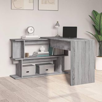 Berkfield Home Modern Corner Desk Grey Sonoma 200x50x76 cm Engineered Wood | Size: 200 x 50 x 76 cm