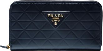 Prada 2020-2025 triangle-logo zip wallet - women - Calf Leather - One Size - Black