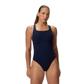 Speedo Eendelig zwempak voor dames met effen Flex-stof (Marine)