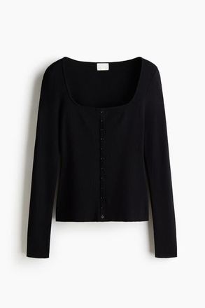 H&M Square-neck Top in Black at Nordstrom, Size X-Large