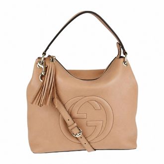 Gucci Soho Beige Leather Hobo Shoulder Bag (Pre-Owned)
