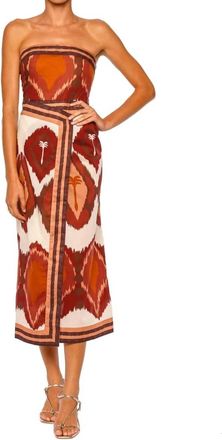 Johanna Ortiz Ancient Peru Ankle Dress In Ecru And Wine