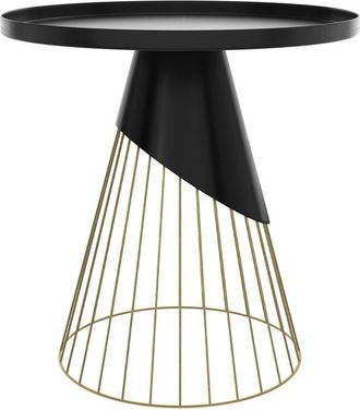 Rendez-Vous Déco Rendez-vous Déco - Mesa auxiliar redonda de metal negro y latón D45 cm - Corry