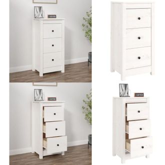 vidaXL Credenza Bianca 40x35x80 cm in Legno Massello di Pino - Credenza in pino - Credenza bianca