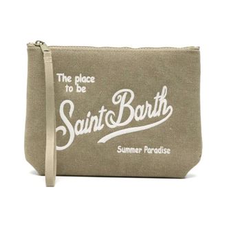 MC2 Saint Barth Clutches, female, Green, Size: ONE SIZE Aline Canvas Clutch
